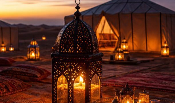 Golden Desert Safari desert camp lanterns