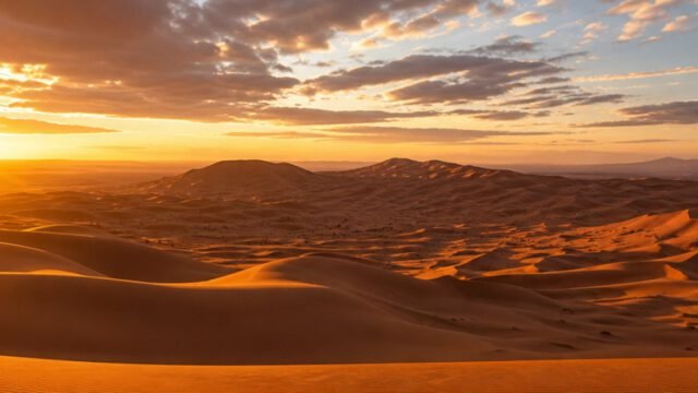 Golden Desert Safari Merzouga dunes sunset