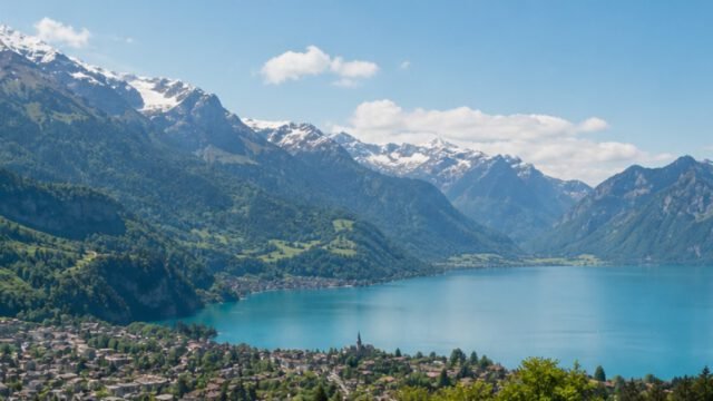 Swiss Alpine Escape Interlaken lake and alpine view